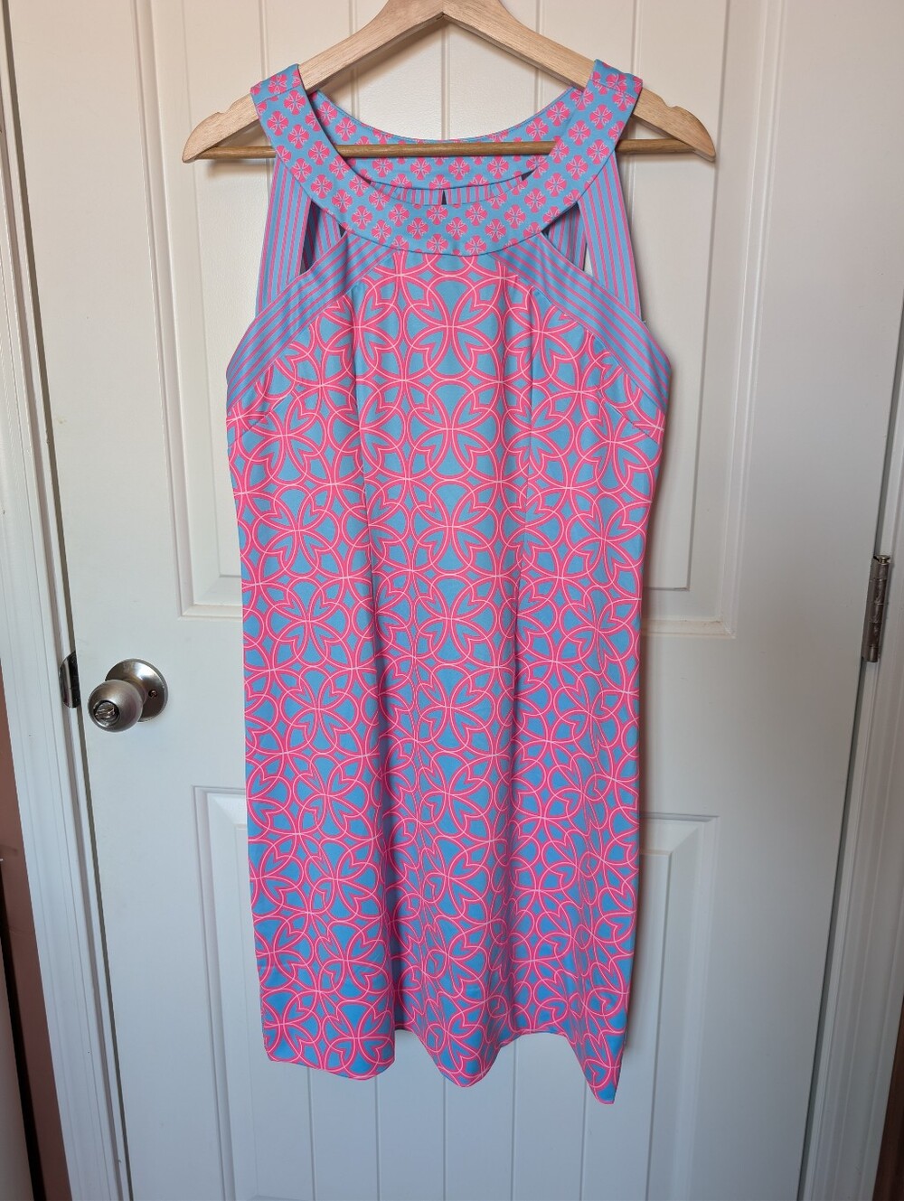 NWOT Gretchen Scott Designs Isosceles Mini Dress Pattern Medium Blue/Pink